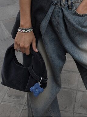 COUSHE Handmade Navy Corduroy Hobo Shoulder Bag OOAK Denim Charm